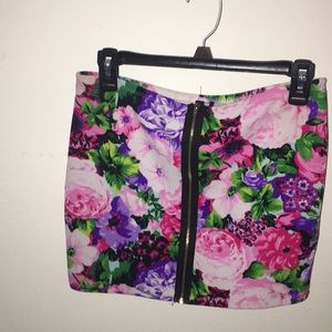 Pink/Purple Floral Zipper Tube Top